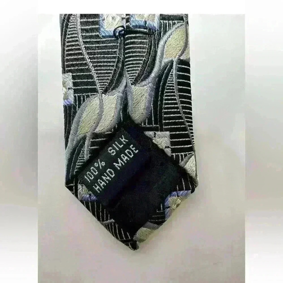 Insignia By Martin Wong Black/Tan/Blue Tie - Picture 4 of 5